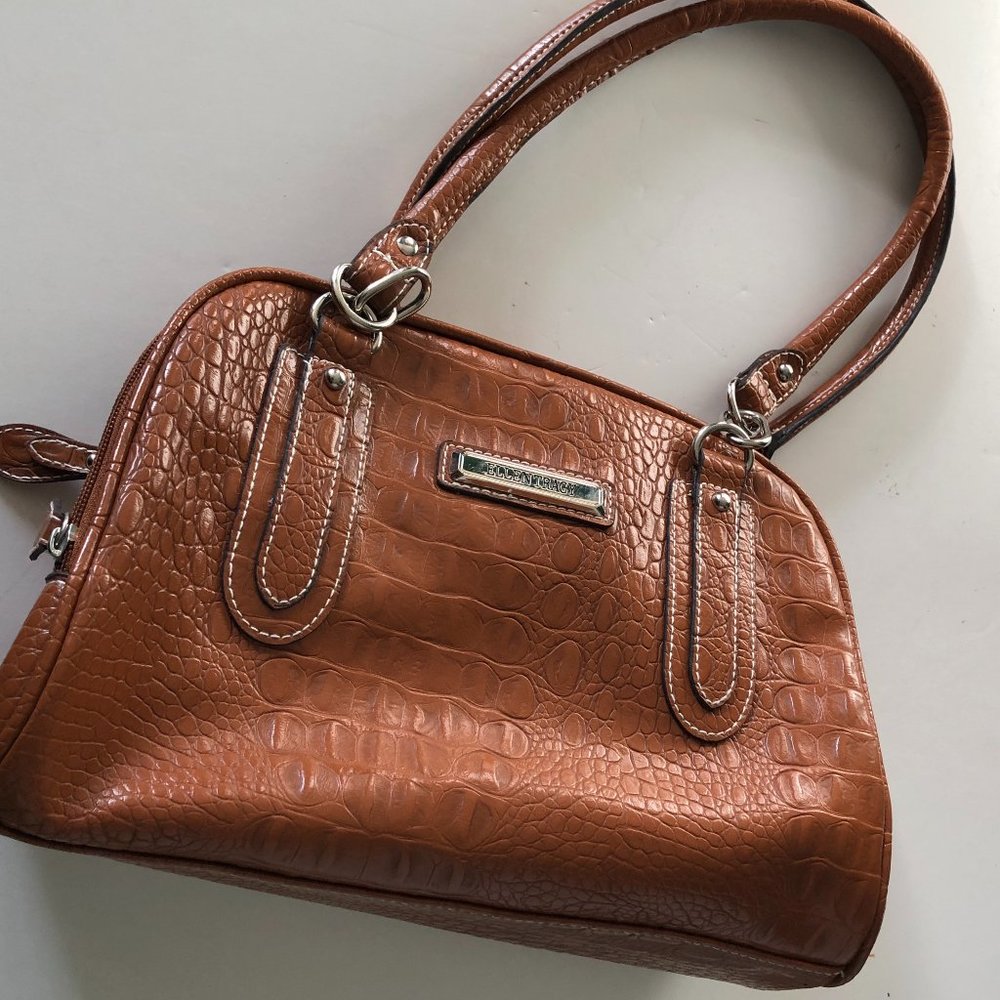 ELLEN TRACY Women's Classy Satchel NWOT Faux Crocodile